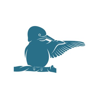 Kingfisher Bird tasarım vektör çizimi, Creative Kingfisher Bird logo tasarımı şablon, simge sembolleri
