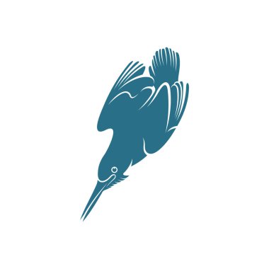Kingfisher Bird tasarım vektör çizimi, Creative Kingfisher Bird logo tasarımı şablon, simge sembolleri