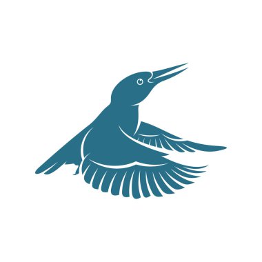 Kingfisher Bird tasarım vektör çizimi, Creative Kingfisher Bird logo tasarımı şablon, simge sembolleri