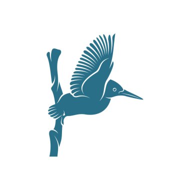 Kingfisher Bird tasarım vektör çizimi, Creative Kingfisher Bird logo tasarımı şablon, simge sembolleri
