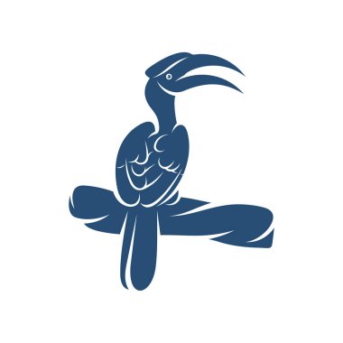 Rangkong Kuş tasarım vektör çizimi, Creative Rangkong Kuş logo tasarımı şablon, simge sembolleri