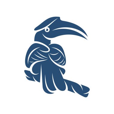 Rangkong Kuş tasarım vektör çizimi, Creative Rangkong Kuş logo tasarımı şablon, simge sembolleri