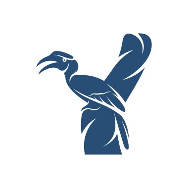 Rangkong Kuş tasarım vektör çizimi, Creative Rangkong Kuş logo tasarımı şablon, simge sembolleri