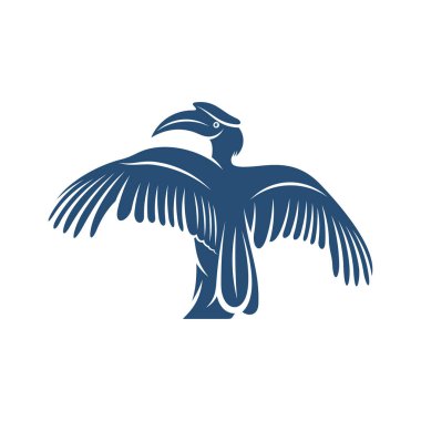 Rangkong Kuş tasarım vektör çizimi, Creative Rangkong Kuş logo tasarımı şablon, simge sembolleri