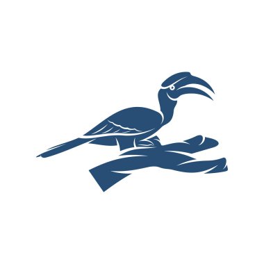 Rangkong Kuş tasarım vektör çizimi, Creative Rangkong Kuş logo tasarımı şablon, simge sembolleri
