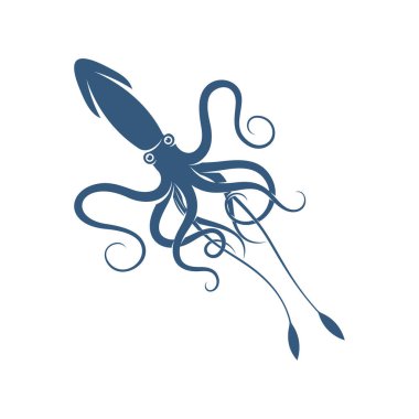 Mürekkep balığı tasarımı vektör çizimi, Yaratıcı Kalamar logo şablonu, simge sembolü