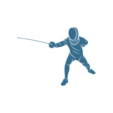 Eskrim sporcusu tasarım vektör çizimi, Yaratıcı Eskrim spor logosu şablonu, simge sembolü