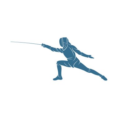 Eskrim sporcusu tasarım vektör çizimi, Yaratıcı Eskrim spor logosu şablonu, simge sembolü