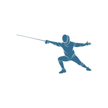 Eskrim sporcusu tasarım vektör çizimi, Yaratıcı Eskrim spor logosu şablonu, simge sembolü