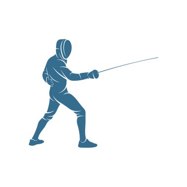 Eskrim sporcusu tasarım vektör çizimi, Yaratıcı Eskrim spor logosu şablonu, simge sembolü