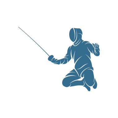 Eskrim sporcusu tasarım vektör çizimi, Yaratıcı Eskrim spor logosu şablonu, simge sembolü