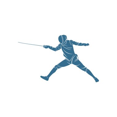 Eskrim sporcusu tasarım vektör çizimi, Yaratıcı Eskrim spor logosu şablonu, simge sembolü