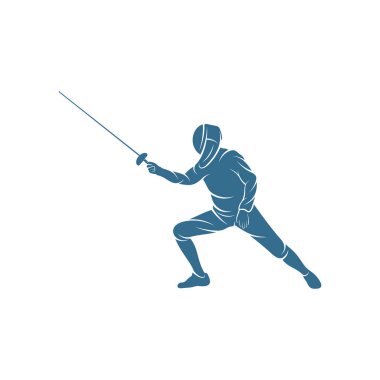 Eskrim sporcusu tasarım vektör çizimi, Yaratıcı Eskrim spor logosu şablonu, simge sembolü