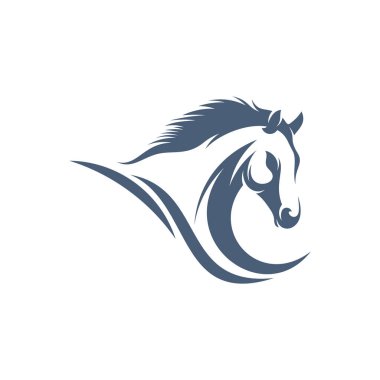 At tasarımı vektör çizimi, yaratıcı at logosu şablonu, simge sembolü