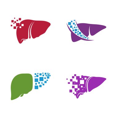 Piksel logo vektör şablonlu Liver kümesi, Creative Liver logo tasarım kavramları