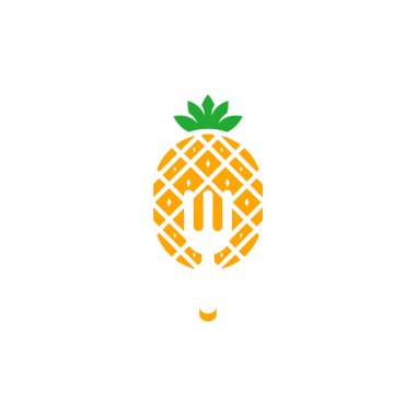 Ananas logo tasarım vektörü. Simge Sembolü. Şablon İllüstrasyonu. Yaratıcı tasarım