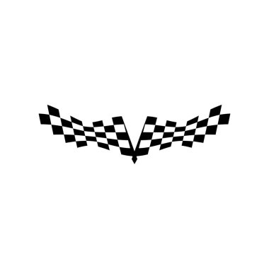 Yarış bayrağı logo tasarım vektörü. Simge Sembolü. Şablon İllüstrasyonu. Yaratıcı tasarım