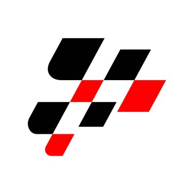 Yarış bayrağı logo tasarım vektörü. Simge Sembolü. Şablon İllüstrasyonu. Yaratıcı tasarım