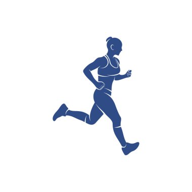 Dişi koşucu atletik logo tasarım vektörü. Simge Sembolü. Şablon İllüstrasyonu. Yaratıcı tasarım