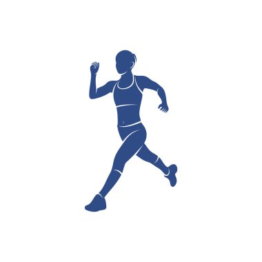 Dişi koşucu atletik logo tasarım vektörü. Simge Sembolü. Şablon İllüstrasyonu. Yaratıcı tasarım