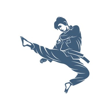 Tekvando tasarım vektör çizimi, Yaratıcı Tekvando logosu tasarımı şablon, simge sembolleri