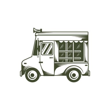 Yemek kamyonu tasarımı vektör illüstrasyonu, Yaratıcı gıda kamyonu logosu tasarımı şablon, simge sembolleri