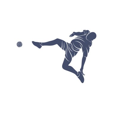 Oyuncu ham futbol tasarım vektör çizimi, Yaratıcı Takraw futbol logosu tasarım konsept şablonu, semboller simgeleri