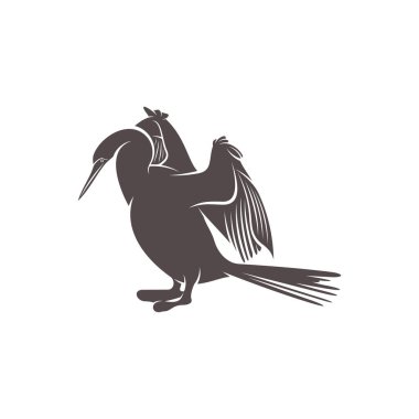 Yılan kuşu tasarımı vektör illüstrasyonu, Yaratıcı Yılan kuş logosu tasarım konsept şablonu, sembol simgeleri