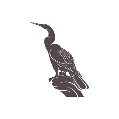 Yılan kuşu tasarımı vektör illüstrasyonu, Yaratıcı Yılan kuş logosu tasarım konsept şablonu, sembol simgeleri