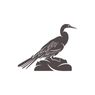 Yılan kuşu tasarımı vektör illüstrasyonu, Yaratıcı Yılan kuş logosu tasarım konsept şablonu, sembol simgeleri