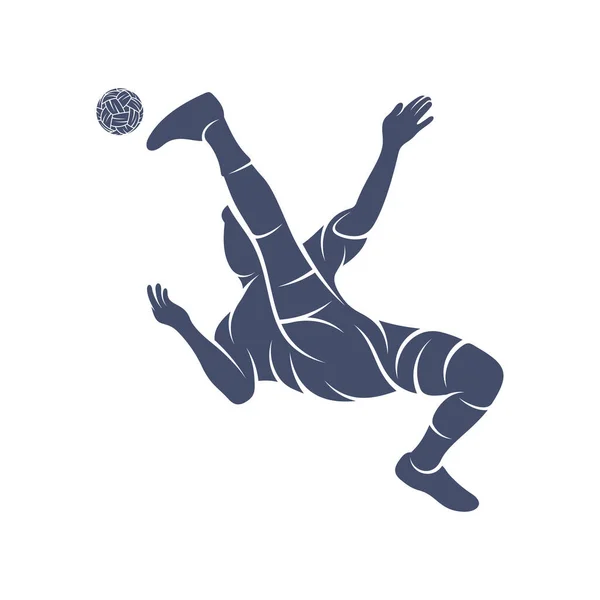 プレーヤータクロウサッカーデザインベクトルイラスト クリエイティブタクロウサッカーロゴデザインコンセプトテンプレート シンボルアイコン — ストックベクタ