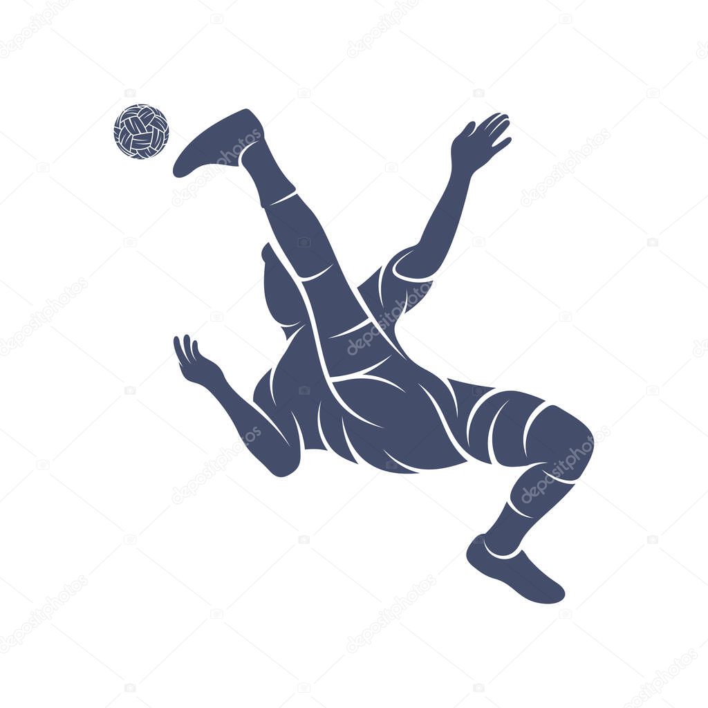 Player takraw soccer design vector illustration, Creative Takraw soccer logo design concept template, symbols icons
