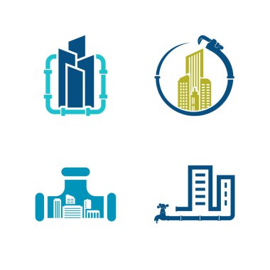 Tesisat logosu tasarım vektör çizimi, Yaratıcı Tesisat logo tasarım konsept şablonu, sembol simgeleri