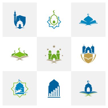 Cami logosu tasarım vektör çizimi, Yaratıcı İslami logo tasarım konsept şablonu, sembol simgeleri