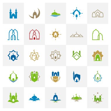 Cami logosu tasarım vektör çizimi, Yaratıcı İslami logo tasarım konsept şablonu, sembol simgeleri