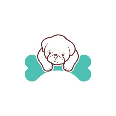 Kemik Köpeği logosu tasarım vektör çizimi, Yaratıcı Köpek logosu tasarım konsept şablonu, sembol simgeleri