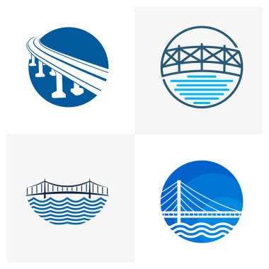 Köprü logosu tasarım vektör çizimi, Yaratıcı Köprü logo tasarım konsept şablonu, sembol simgeleri
