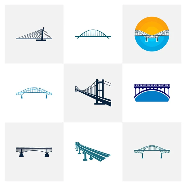 一组桥标设计矢量图解 创意桥标设计概念模板 符号图标 — 图库矢量图片