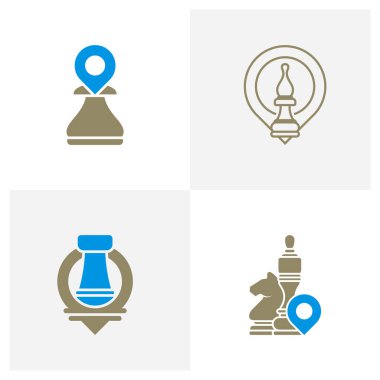 Point Chess logo tasarım vektör çizimi, Creative Chess logo tasarım konsept şablonu, sembol simgeleri
