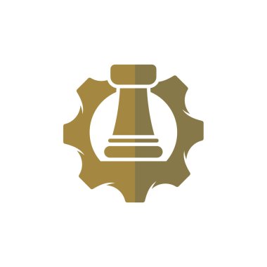 Gear Chess logo tasarımı vektör çizimi, Creative Chess logo tasarım konsept şablonu, semboller simgeleri