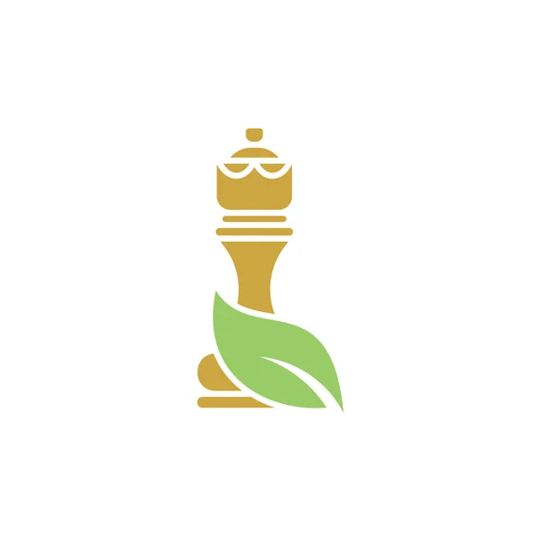Leaf Chess Logo Design Vector Illustration Creative Chess Logo Design — Archivo Imágenes Vectoriales