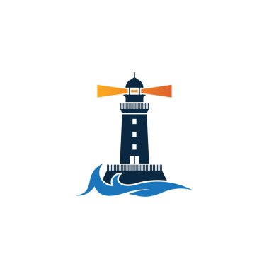 Mercusuar logo tasarım vektör çizimi, Yaratıcı Mercusuar logo tasarım konsept şablonu, sembol simgeleri