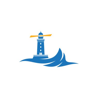 Mercusuar logo tasarım vektör çizimi, Yaratıcı Mercusuar logo tasarım konsept şablonu, sembol simgeleri