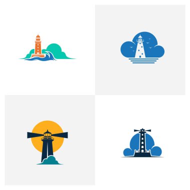 Mercusuar logo tasarım vektör çizimi, Creative Mercusuar logo tasarım konsept şablonu, sembol simgeleri