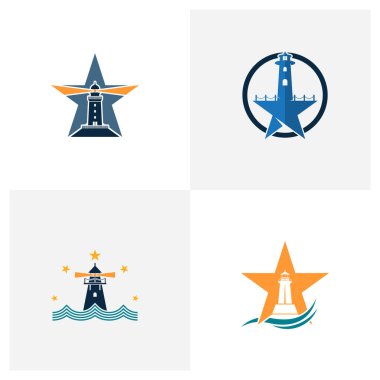 Yıldız Mercusuar logo tasarım vektör çizimi, Yaratıcı Mercusuar logo tasarım konsept şablonu, sembol simgeleri