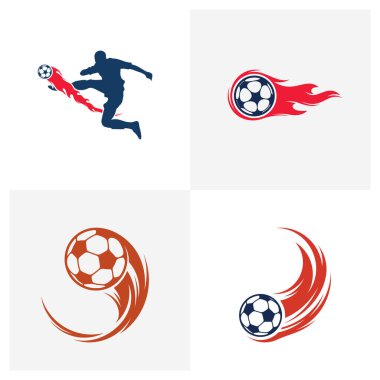 Futbol logosu tasarım vektör çizimi, Yaratıcı Futbol logosu tasarım konsept şablonu, sembol simgeleri