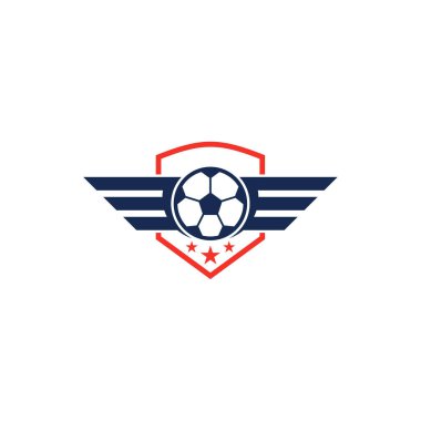 Futbol logosu tasarım vektör çizimi, Yaratıcı Futbol logosu tasarım konsept şablonu, semboller simgeleri