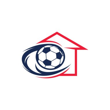 House Soccer logo tasarımı vektör çizimi, Yaratıcı Futbol logosu tasarım konsept şablonu, semboller simgeleri