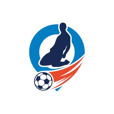 Point Soccer logo tasarımı vektör çizimi, Yaratıcı Futbol logosu tasarım konsept şablonu, semboller simgeleri