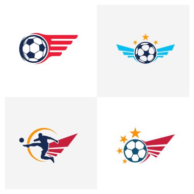 Futbol logosu tasarım vektör çizimi, Yaratıcı Futbol logosu tasarım konsept şablonu, sembol simgeleri